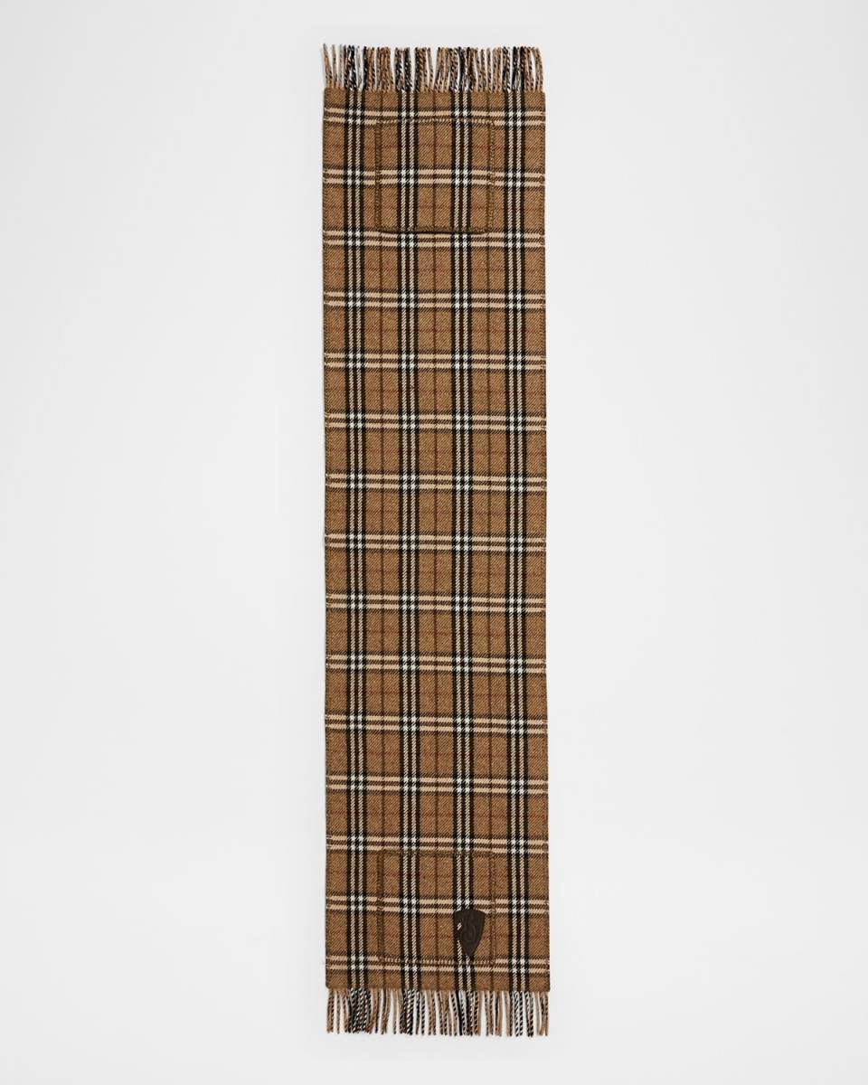 Houndstooth/Check-Print Reversible Cashmere Blend Scarf